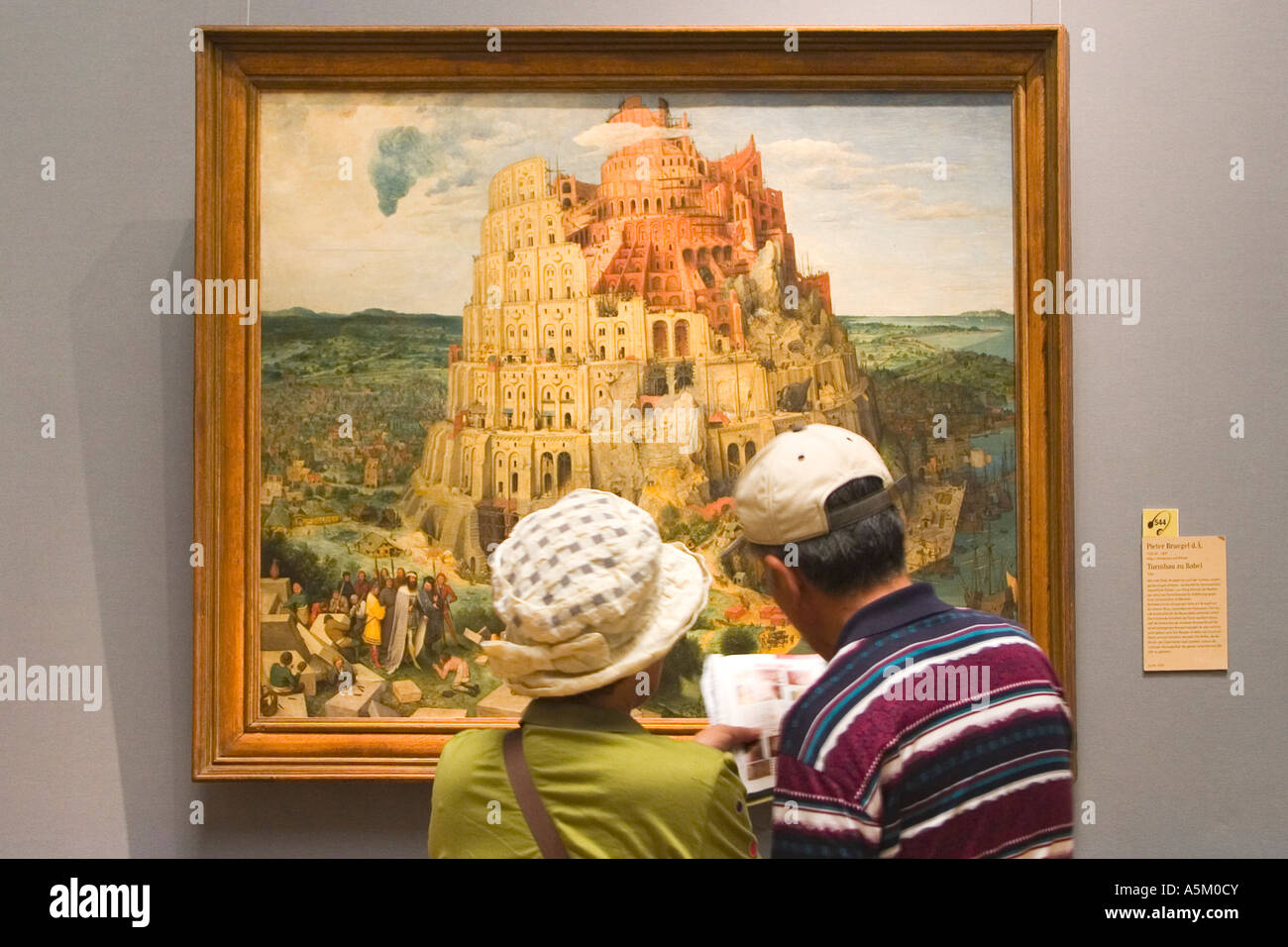 Tourists admire Tower of Babel painted by Pieter Brueghel the Elder Fine Arts Kunsthistorisches Museum Vienna Austria Stock Photo