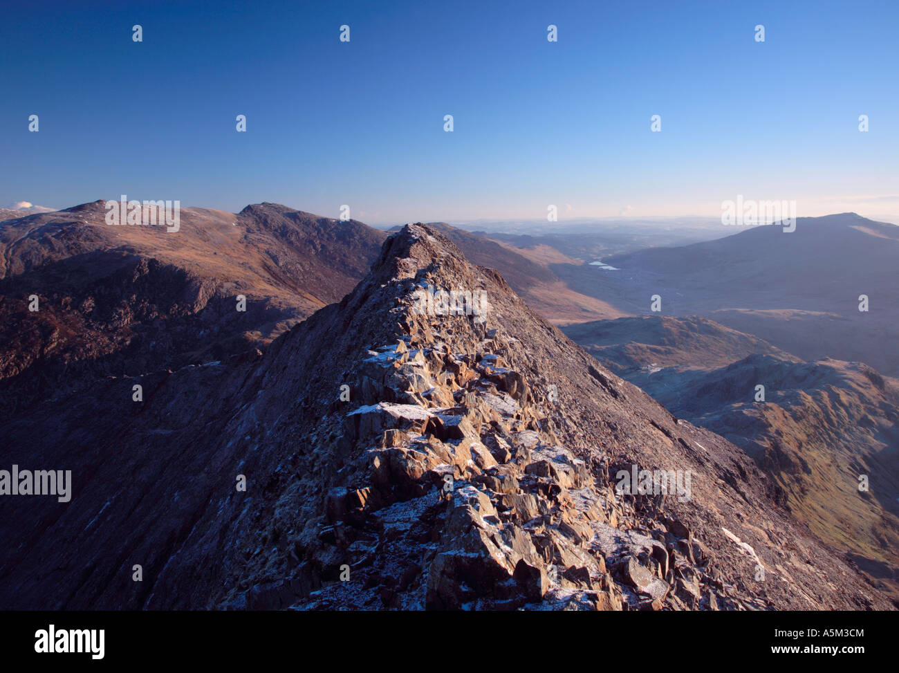 Crib Goch on The Snowdon Horseshoe ridgewalk Snowdonia National Park Gwynedd Wales Stock Photo