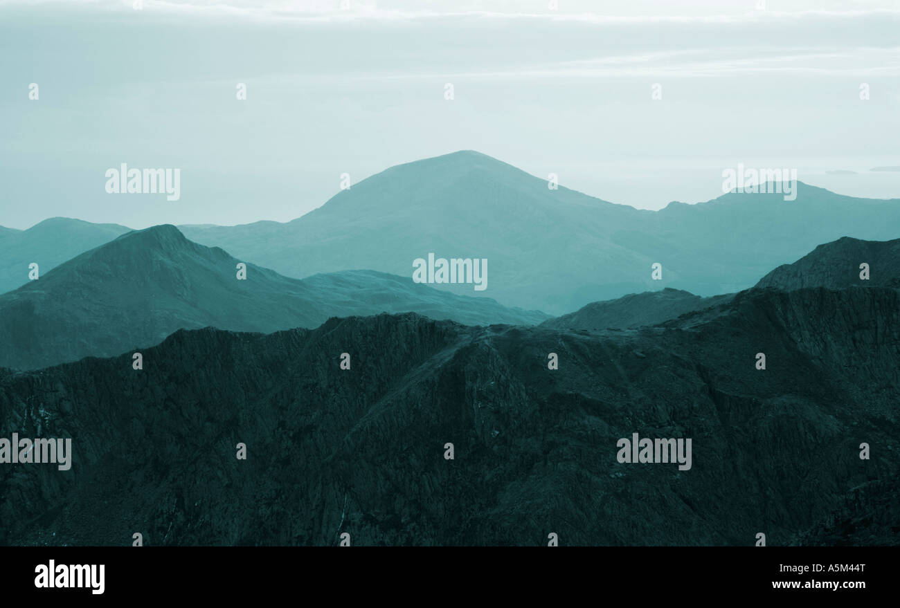 Mountain Peaks in Snowdonia National Park Gwynedd Wales Stock Photo