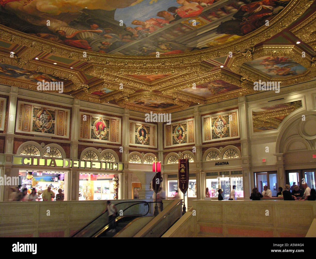 Las Vegas Venetian Hotel and Casino colorful ceiling painting Stock