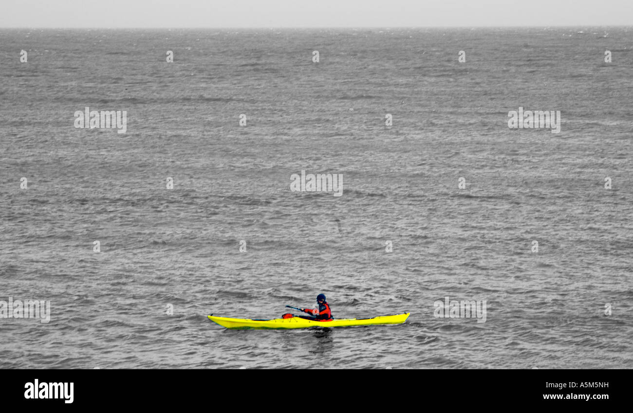 Yellow Canoe, Bembridge Beach, Isle of Wight, England, UK, GB Stock