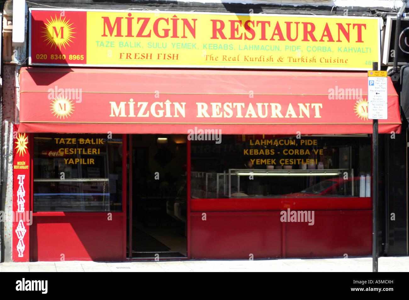 Mizgin Restaurant, Turkish restaurant on Green Lanes, North London Stock Photo
