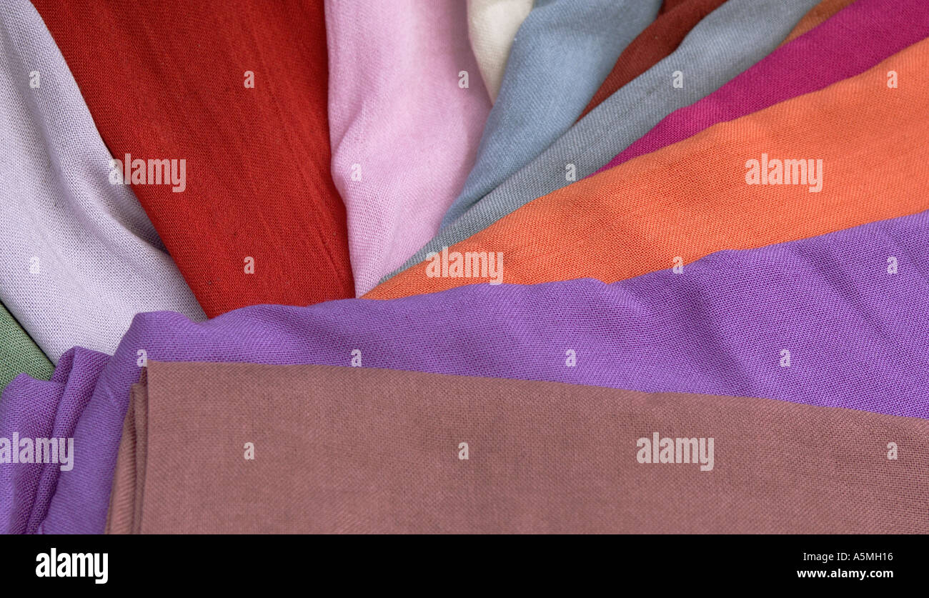 Cloth for sale in a Moroccan market Stock Photo