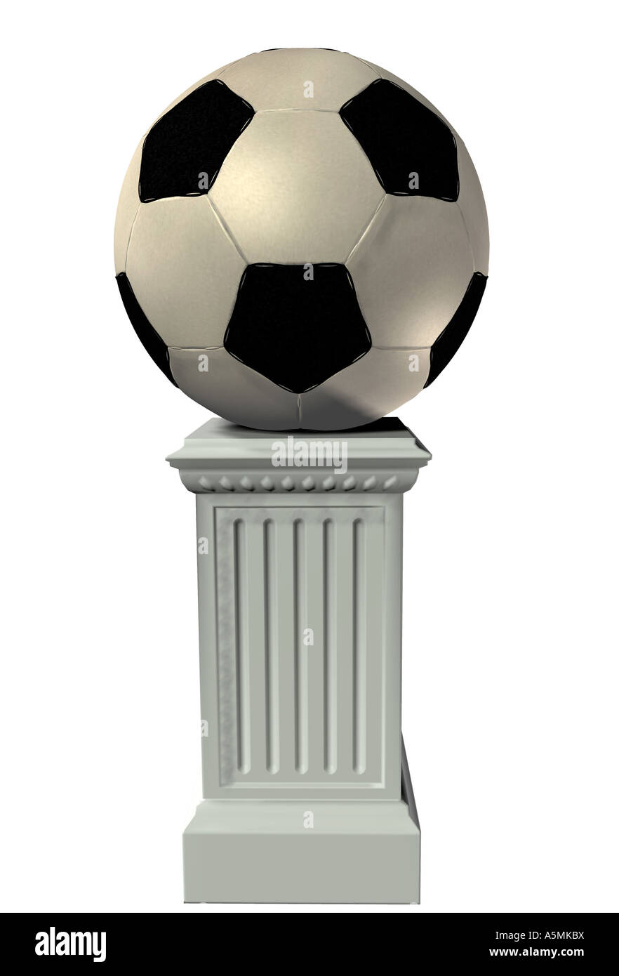 Fußball am Podest football on a pedestal Stock Photo