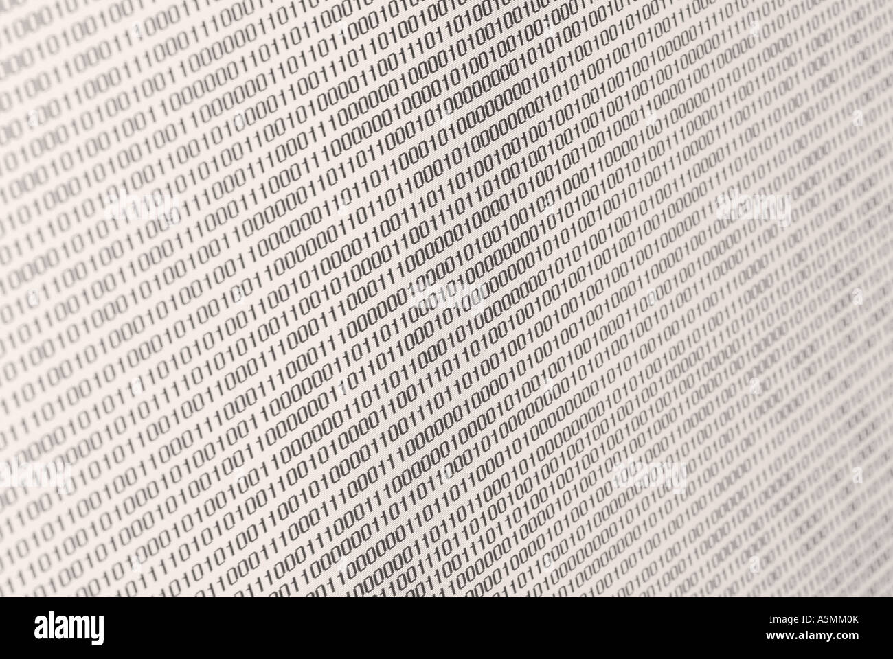 a closeup of a computer moniter with ones and zero s filling the screen ...
