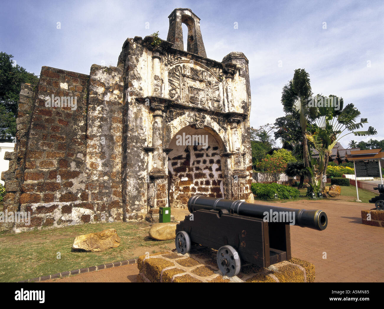 A Famosa Fort Porta de Santiago Malacca Malaysia Stock Photo