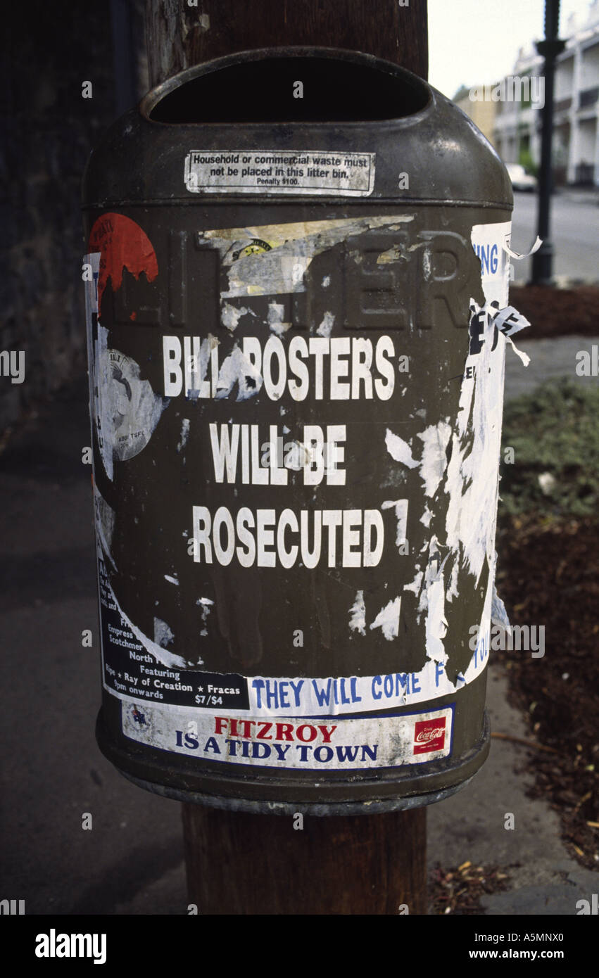 Trash Can Melbourne Australia Stock Photo Alamy
