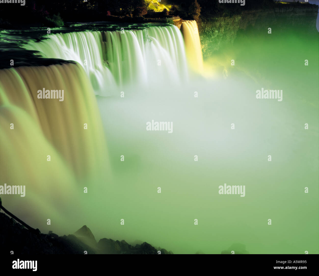 American Falls illuminated at Niagara USA Stock Photo Alamy