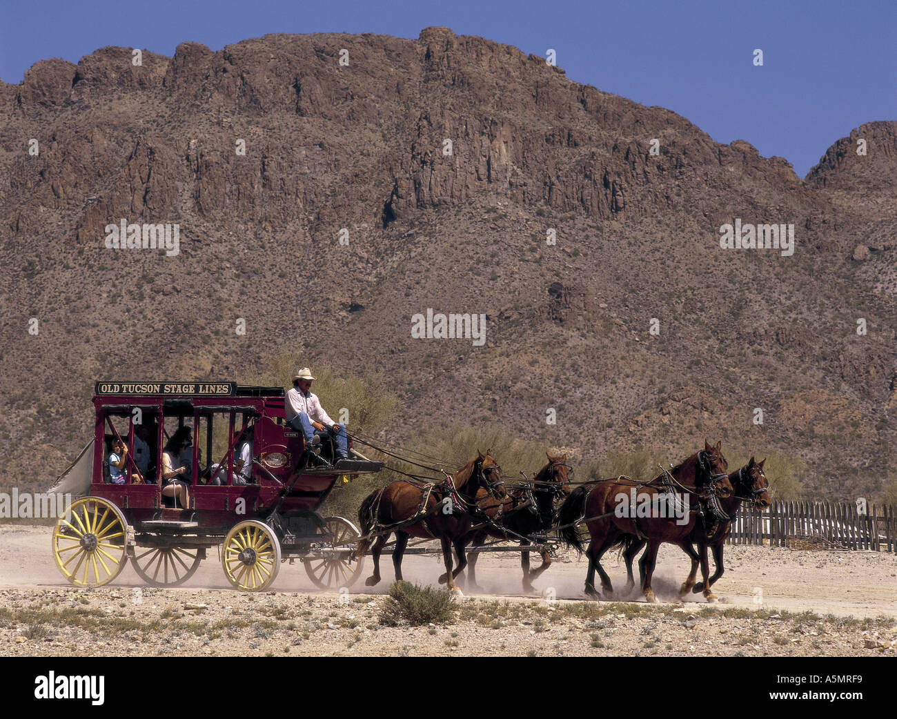 Stagecoach at Old Tucson movie set Tucson Arizona USA Stock Photo