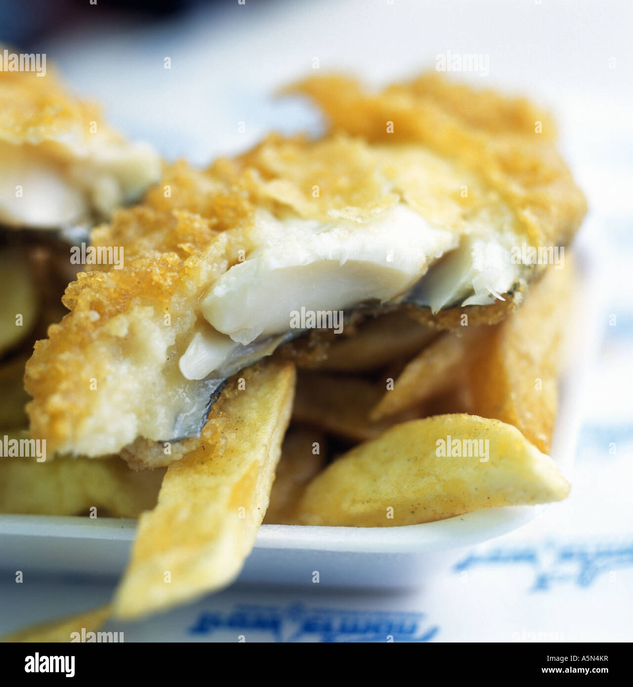 a portion of fish and chips Stock Photo
