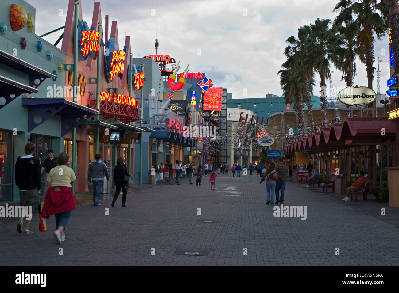Pleasure Island area of Downtown Disney at dusk Walt Disney World