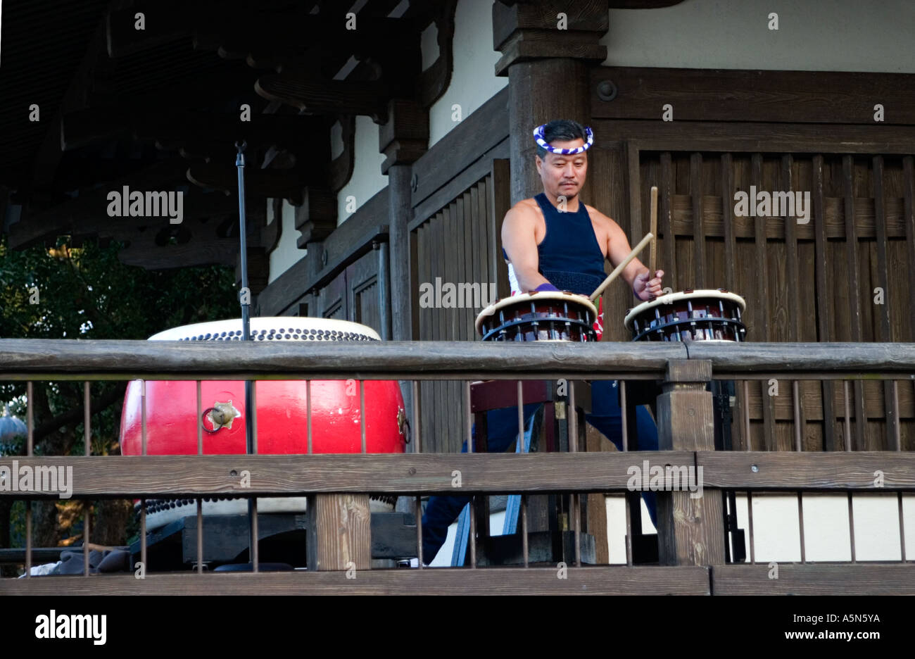 Traditional Japanese Daiko drummer, Japan pavilion, Epcot, Walt Disney