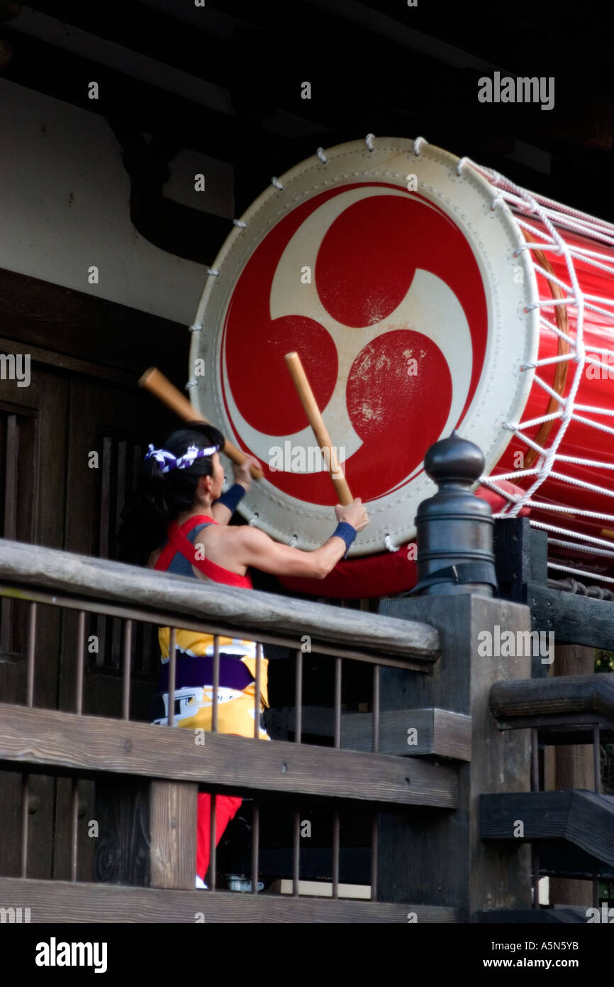 Traditional Japanese Daiko drummer, Japan pavilion, Epcot, Walt Disney