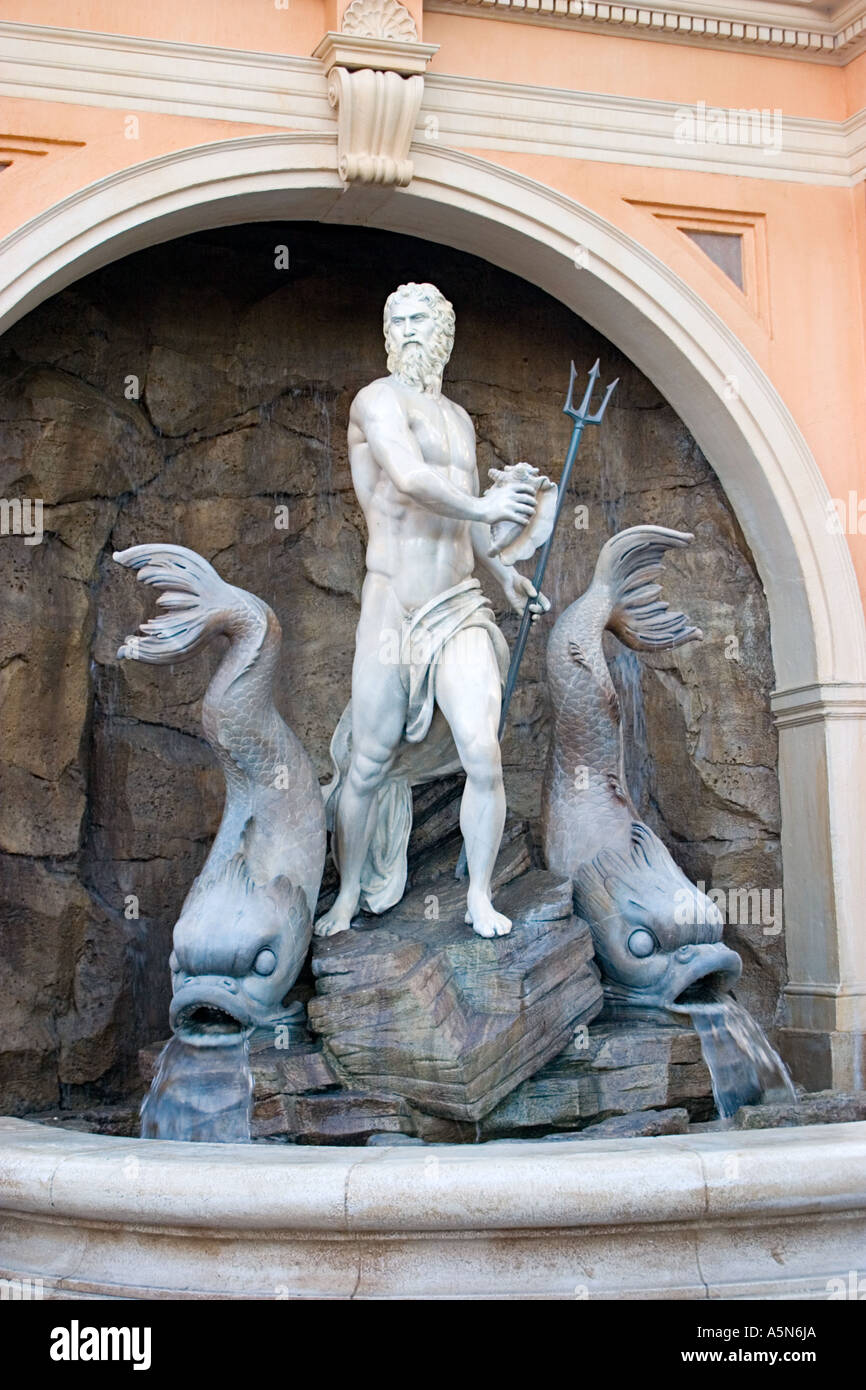 Sculpture of Neptune in fountain at Italy pavilion Epcot Walt Disney