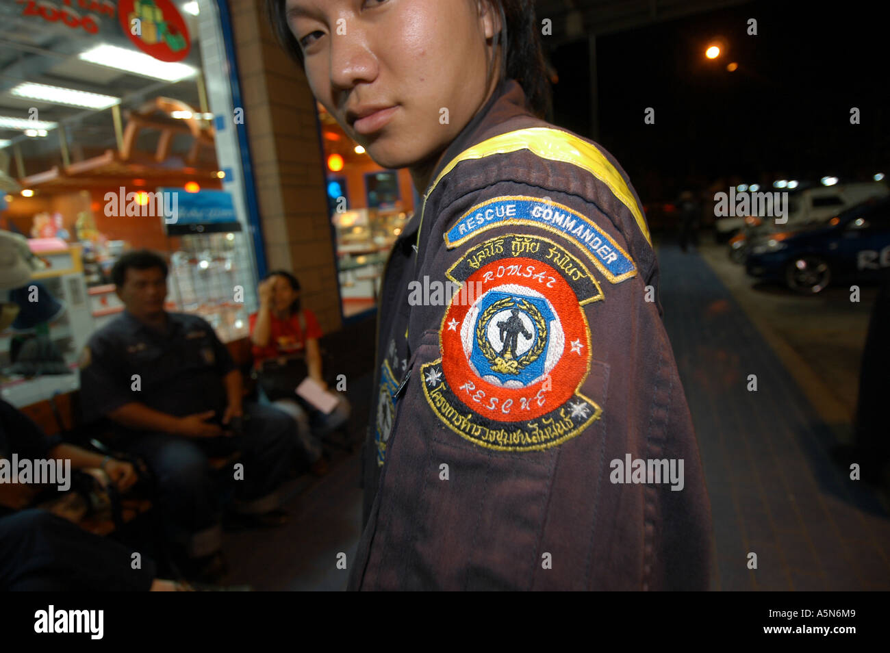 Volunteer rescue ambulence and body collectors operate in Bangkok Thailand. Stock Photo