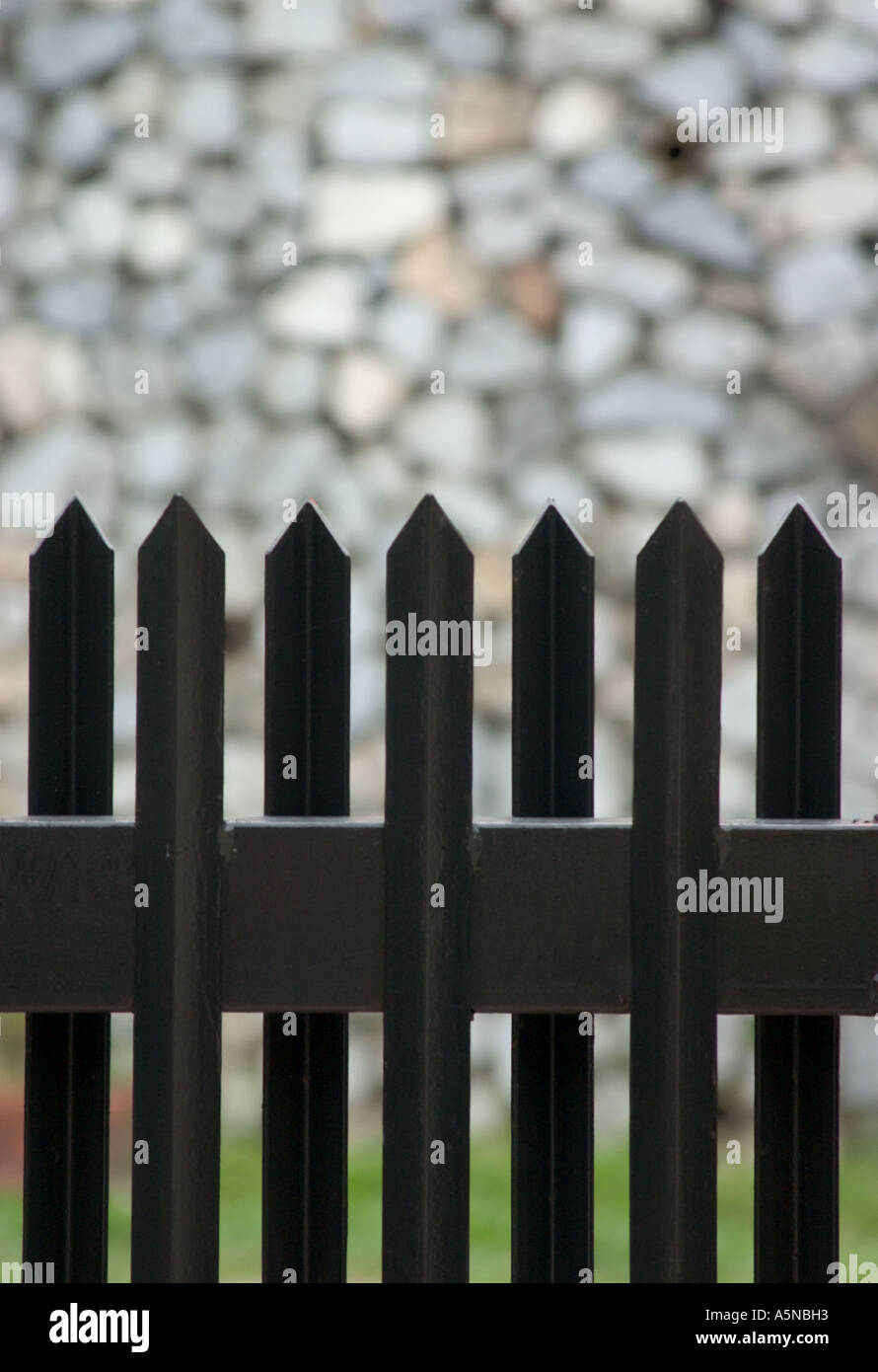 black iron picket fence Stock Photo Alamy