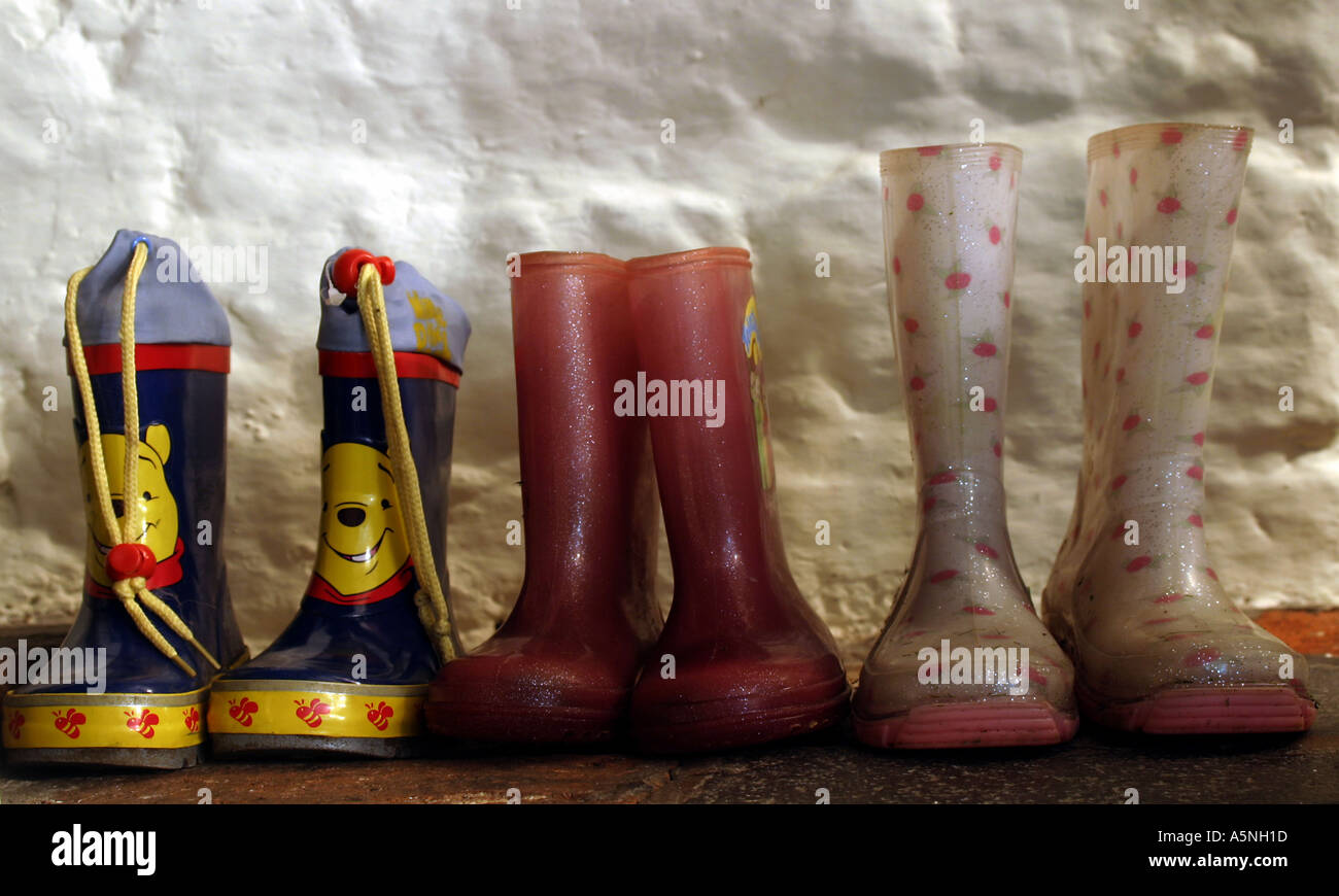 A line up of children s Wellington boots Stock Photo - Alamy