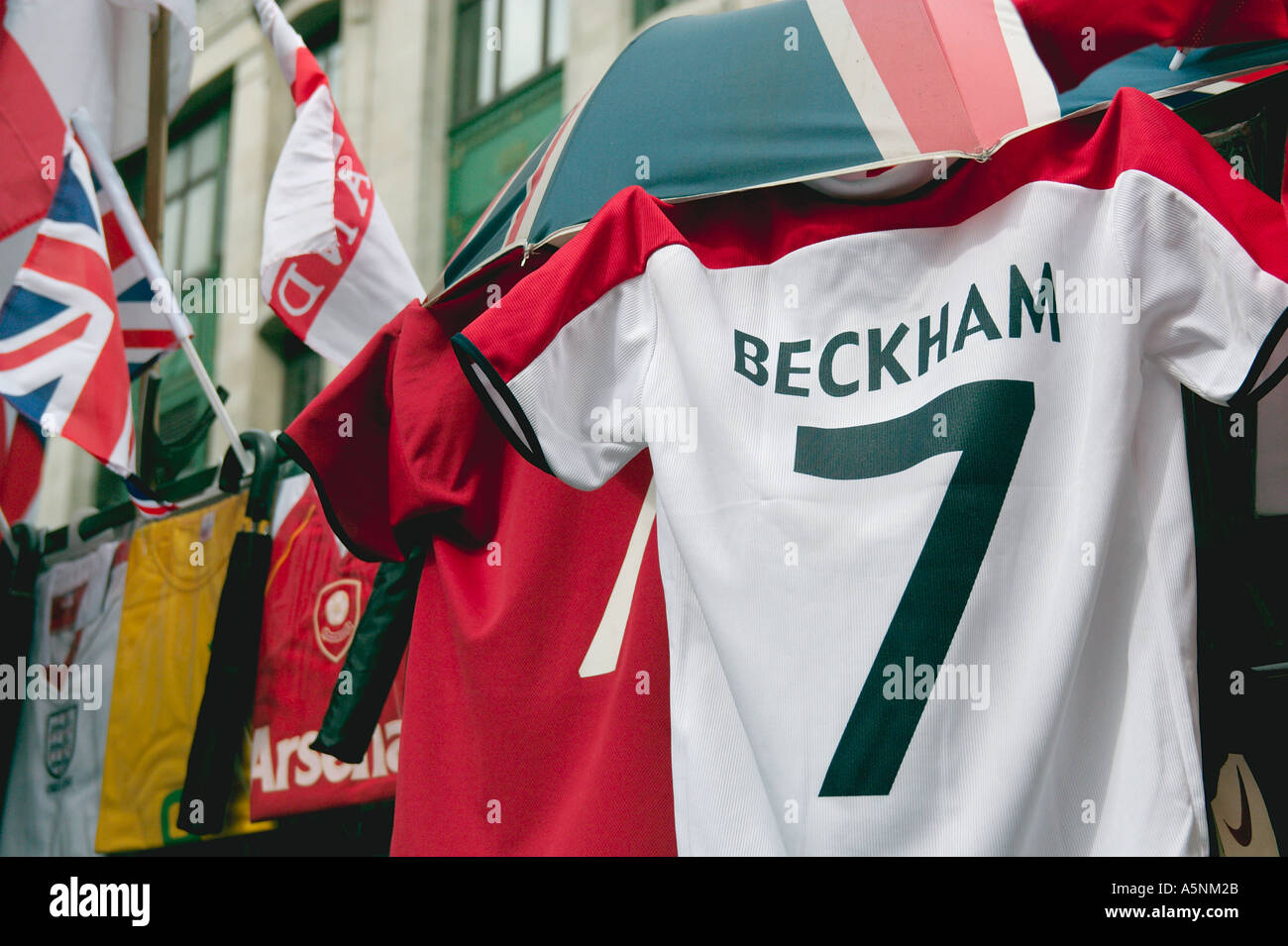 David Beckham football shirt on sale Stock Photo