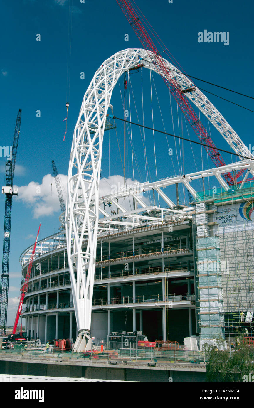 The new Wembley Stadium and arch under construction in London UK Stock