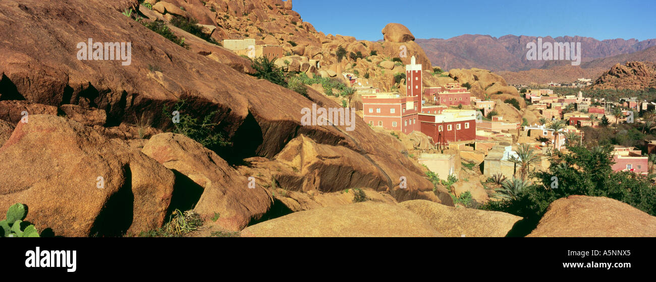 Aday village among granite outcrops near Tafraoute Morocco Stock Photo