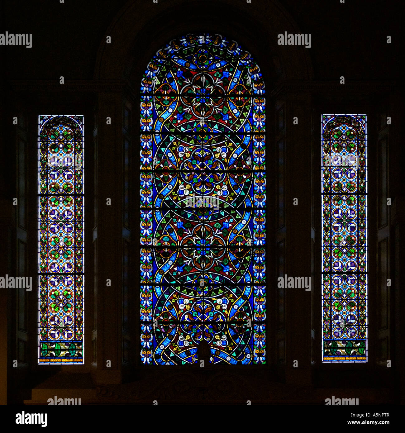 Stained Glass Window, St Michans Church, Dublin, Ireland Stock Photo