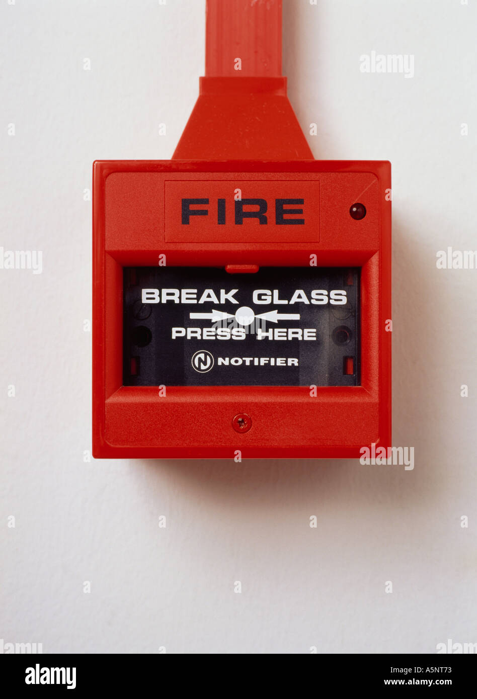 Fire alarm box break glass Stock Photo