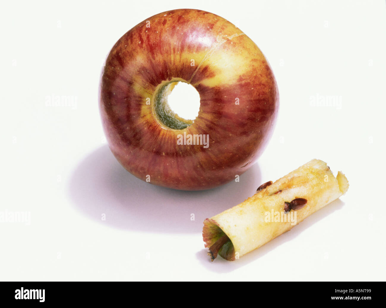 An apple and apple core Stock Photo