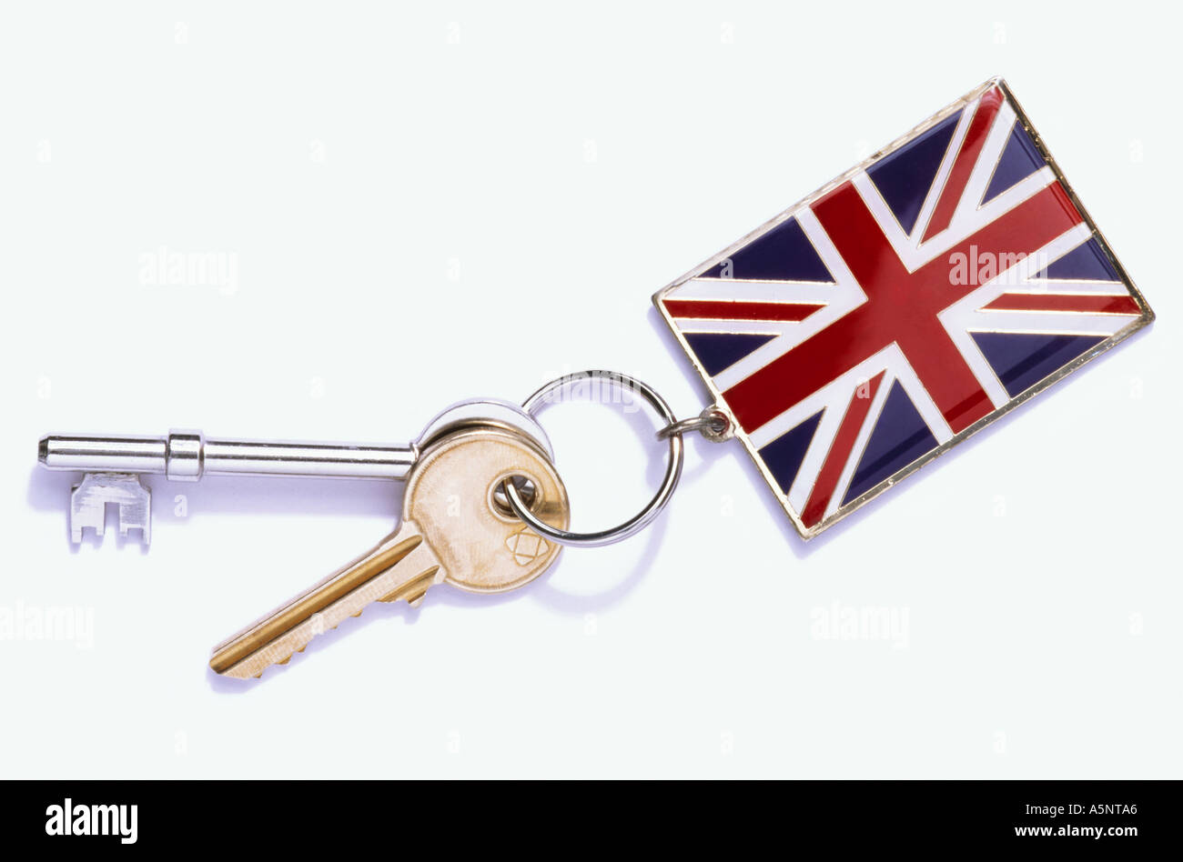 Keys on a Union Jack key ring Stock Photo