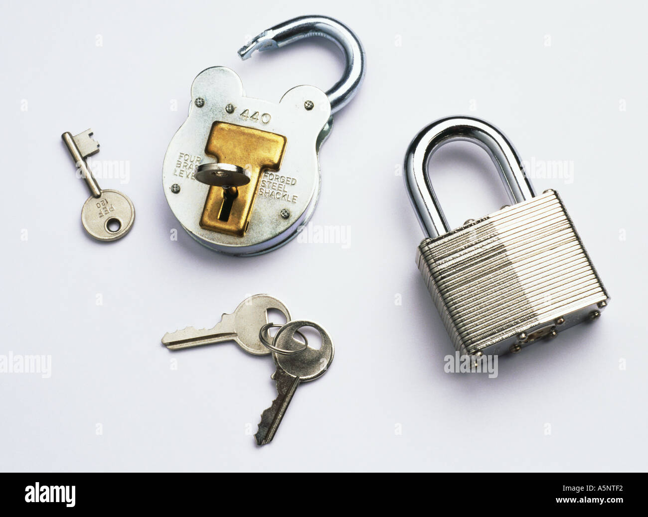 Two padlocks with keys Stock Photo