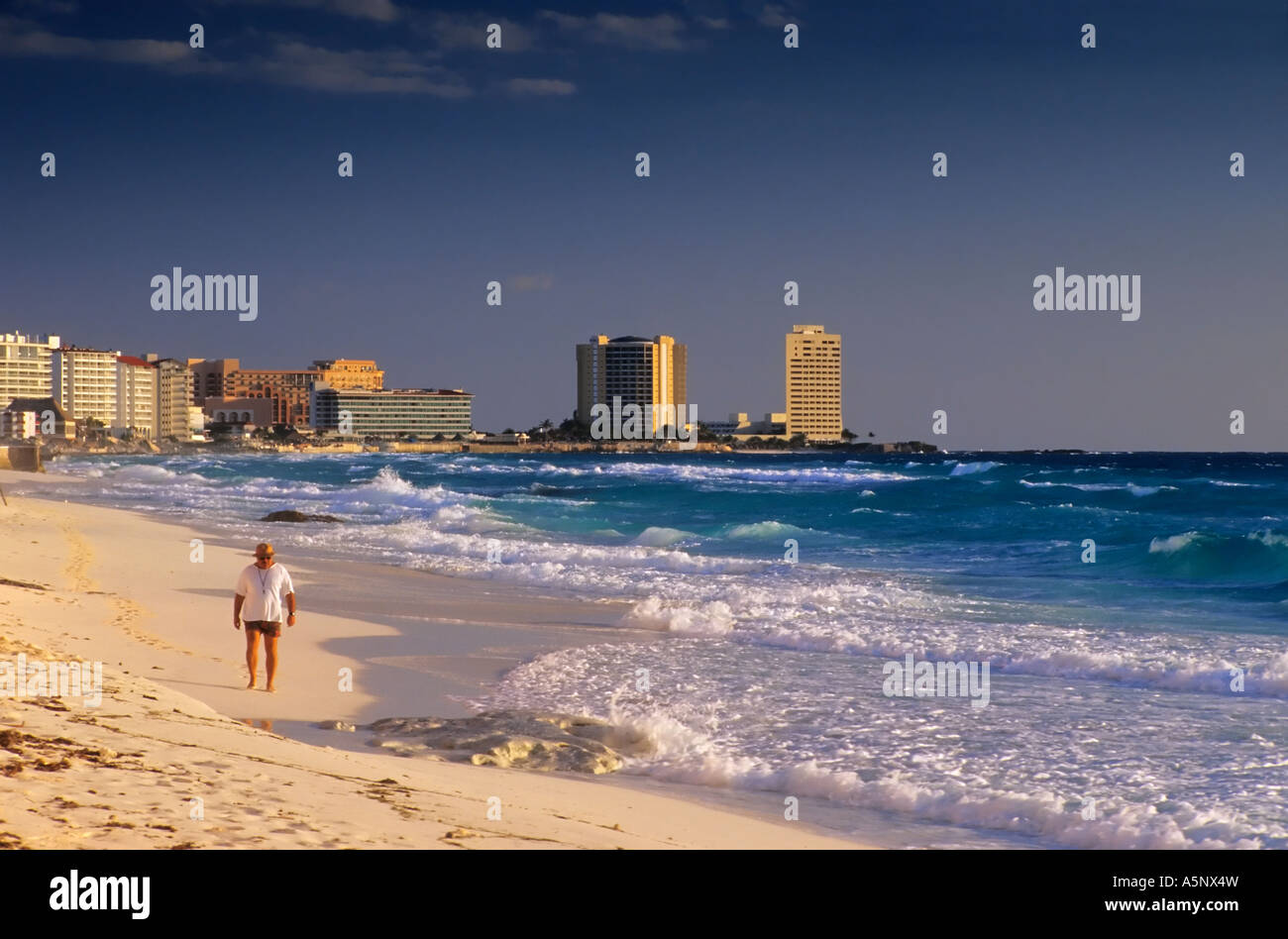 Playa Chac Mool, Caribbean Sea beach at Zona Hotelera in Cancun, Mexico Stock Photo