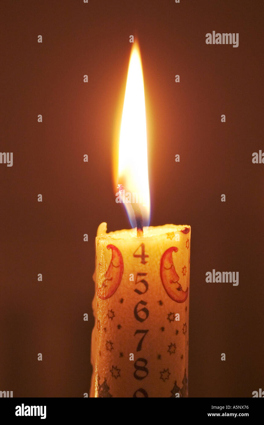 Burning candle Advent calendar Christmas Stock Photo Alamy
