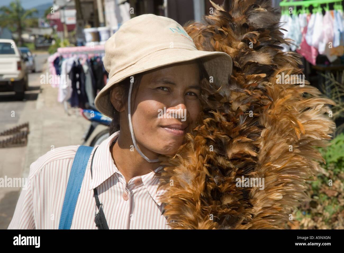 Bird Flu Risk for Asian bird Feather Duster Seller or street trader