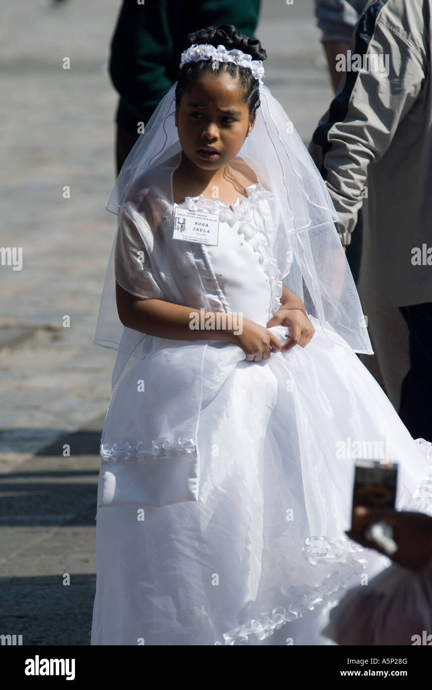 Girl In Wedding Dress Madonna Of Guadalupe Mexico City Stock