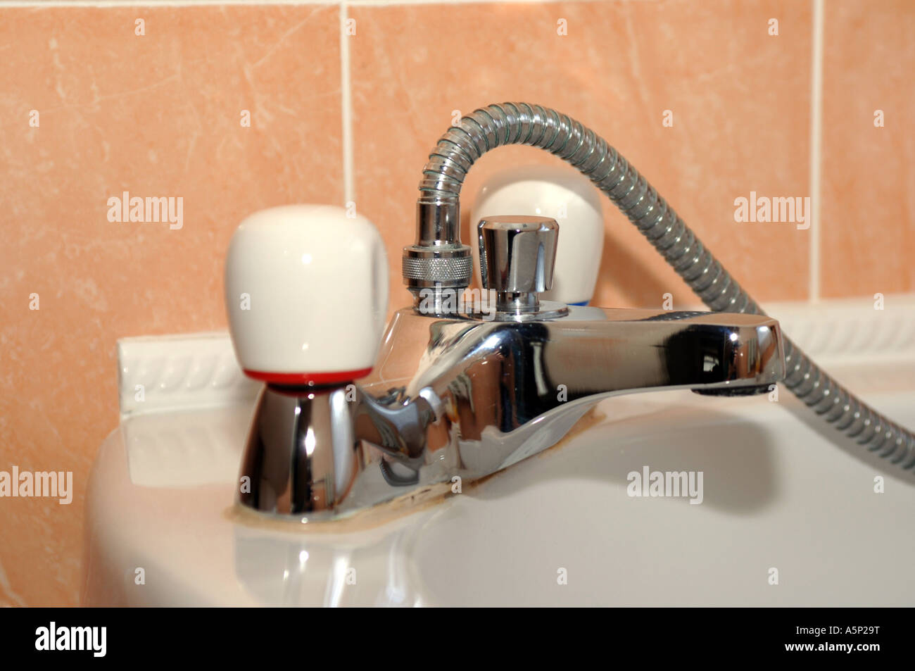 Bath Mixer Taps and shower pipe Stock Photo Alamy