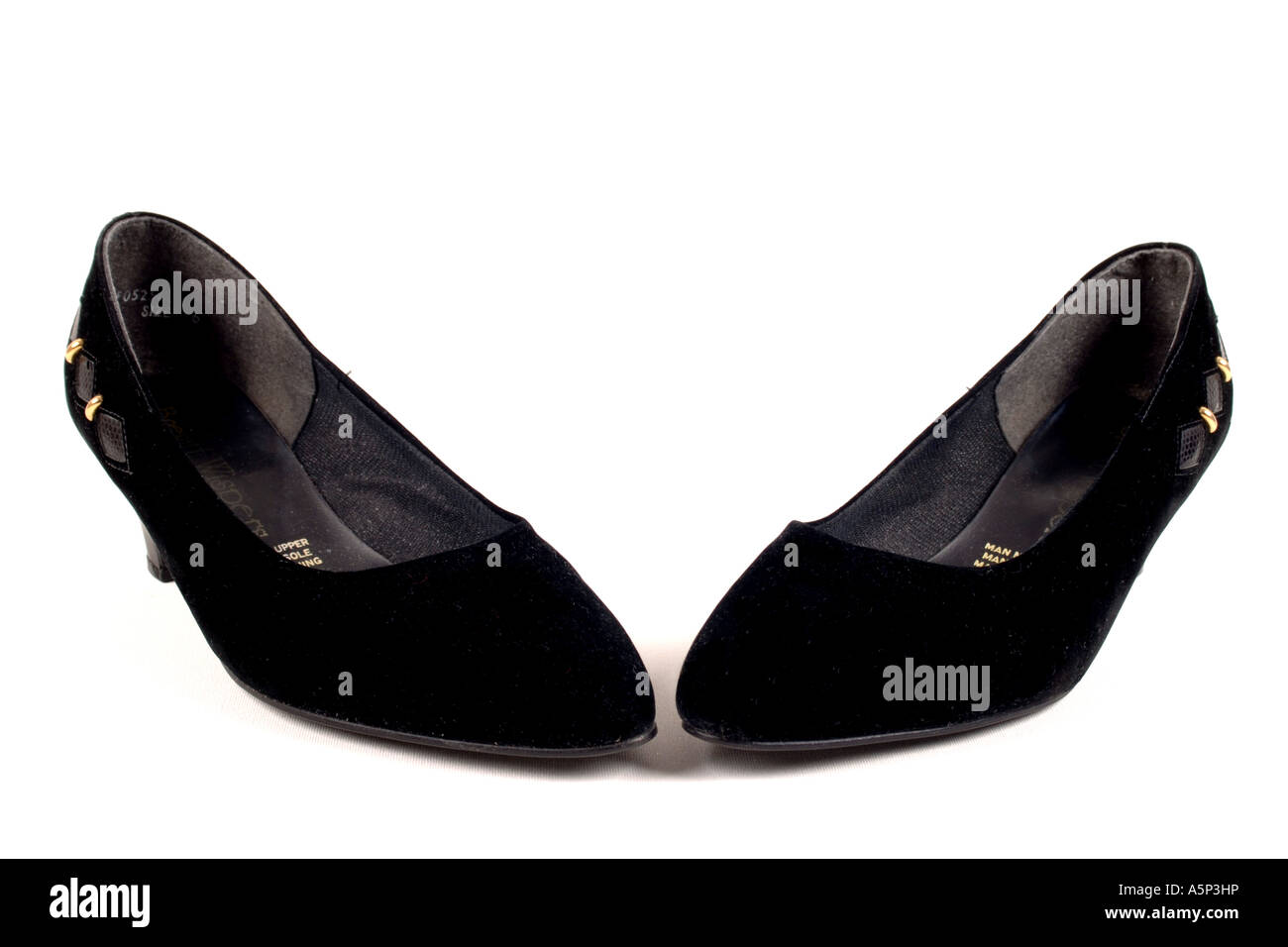 Womens Black suede court shoes Stock Photo Alamy