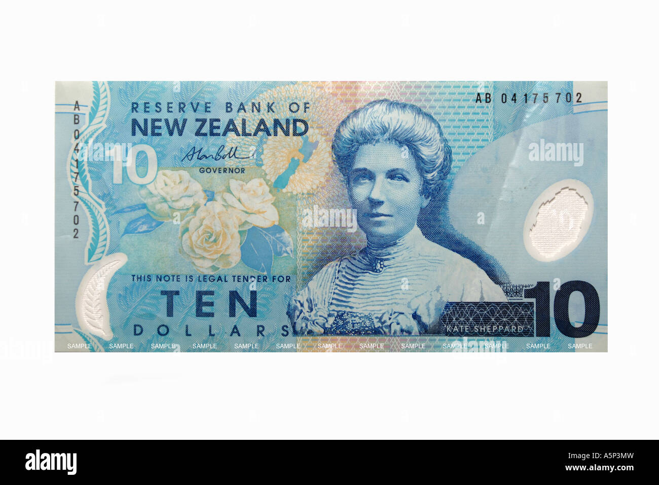 A New Zealand 10 Dollar Note. Stock Photo