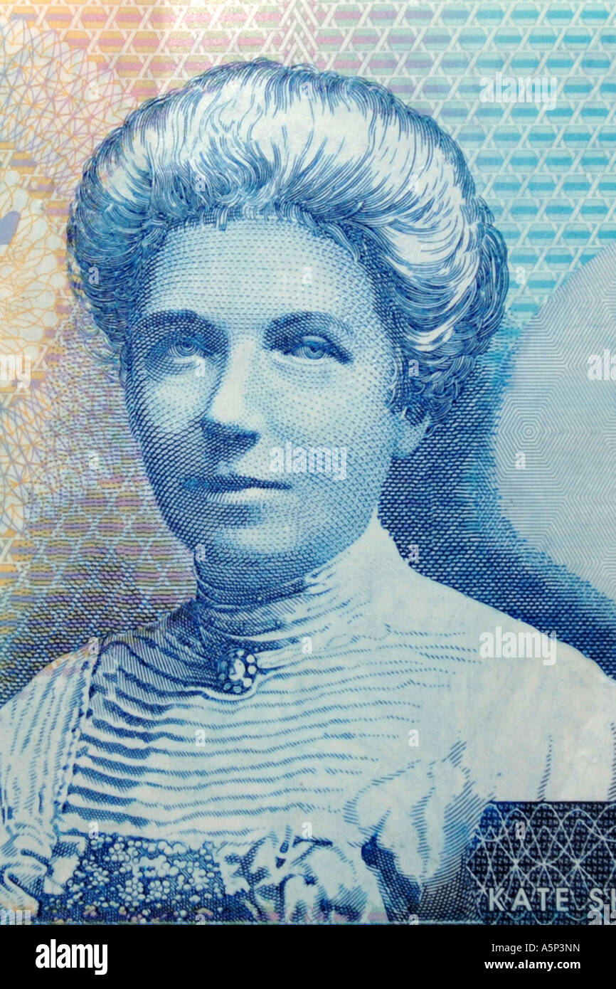 Kate Sheppard on a New Zealand 10 dollar note. Stock Photo