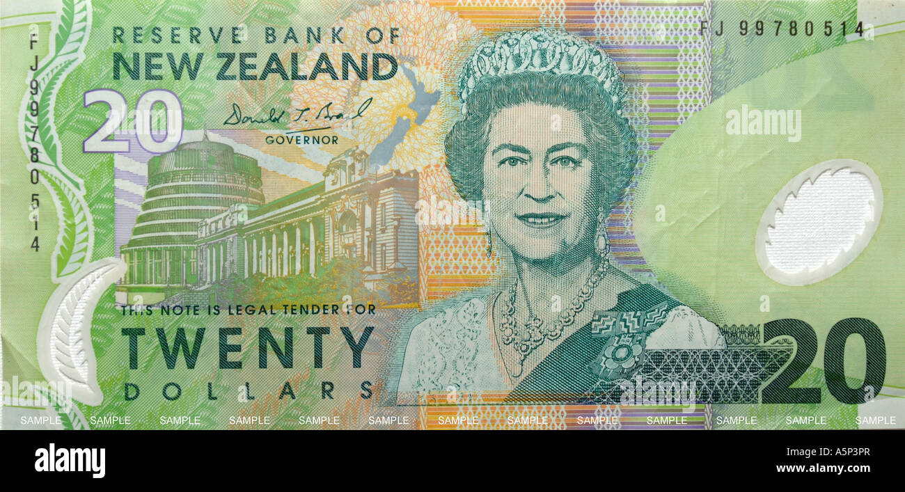 A New Zealand 20 dollar note. Stock Photo