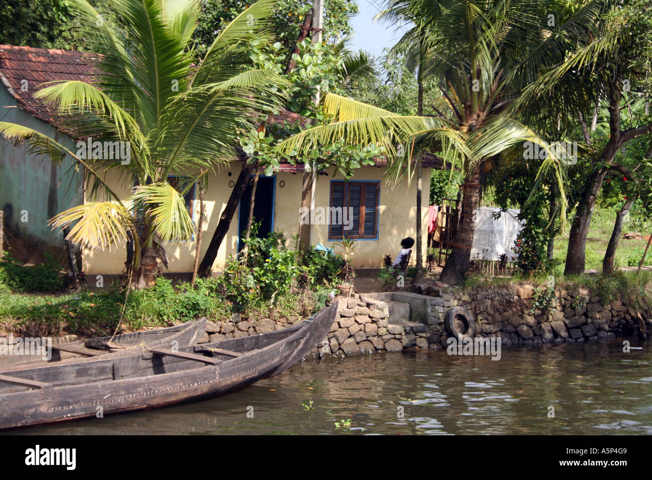 Traditional family home on the Kerala backwaters Stock Photo