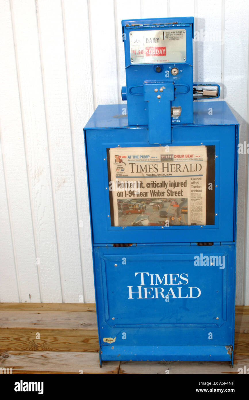 A newspaper vending machine for the times herald stock photo alamy