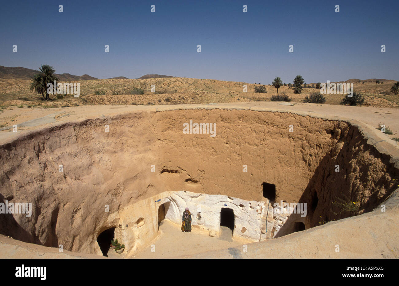 Berber troglodyte underground homestead Matmata Tunisia Stock Photo