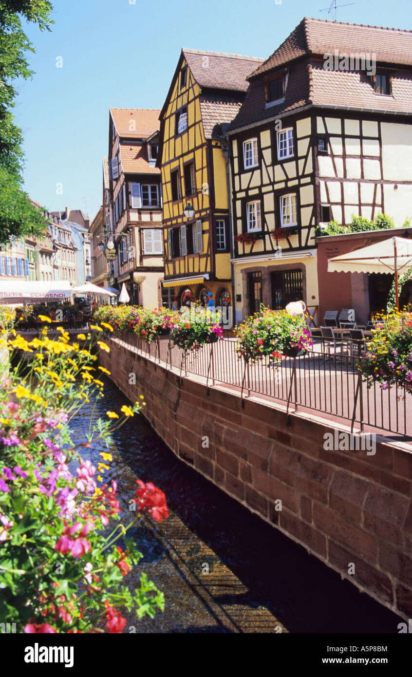 Half timbered Alsatian style houses in Colmar Haut Rhin Alsace France