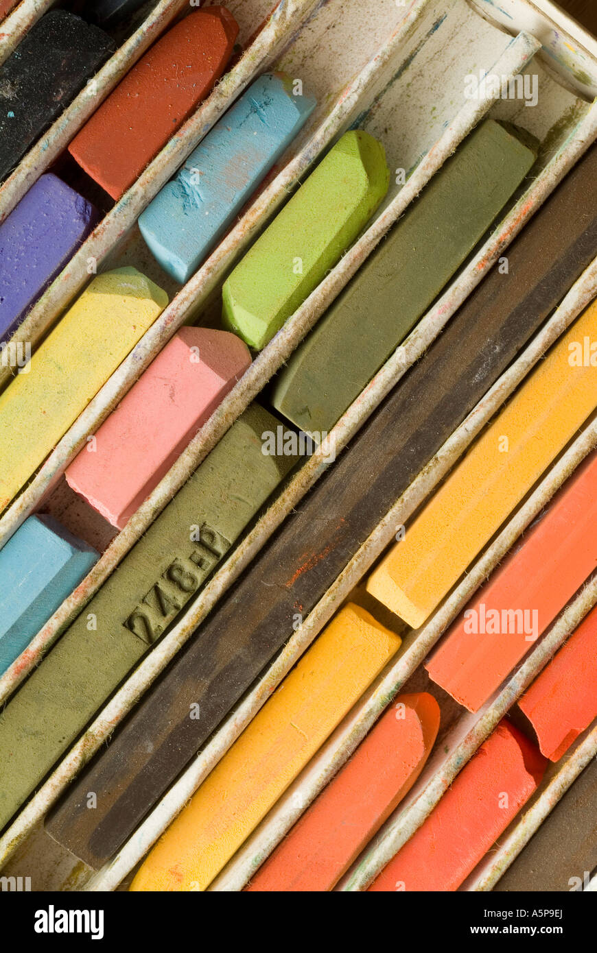 Artist's colored chalk pastels. Stock Photo