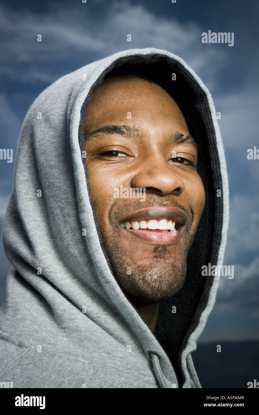 African American man with hoodie Stock Photo - Alamy