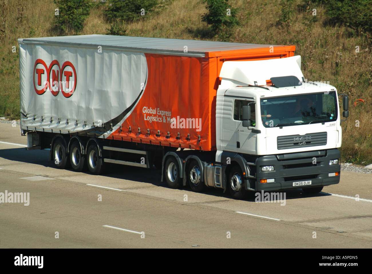 M25 motorway TNT delivery lorry built by MAN Stock Photo Alamy