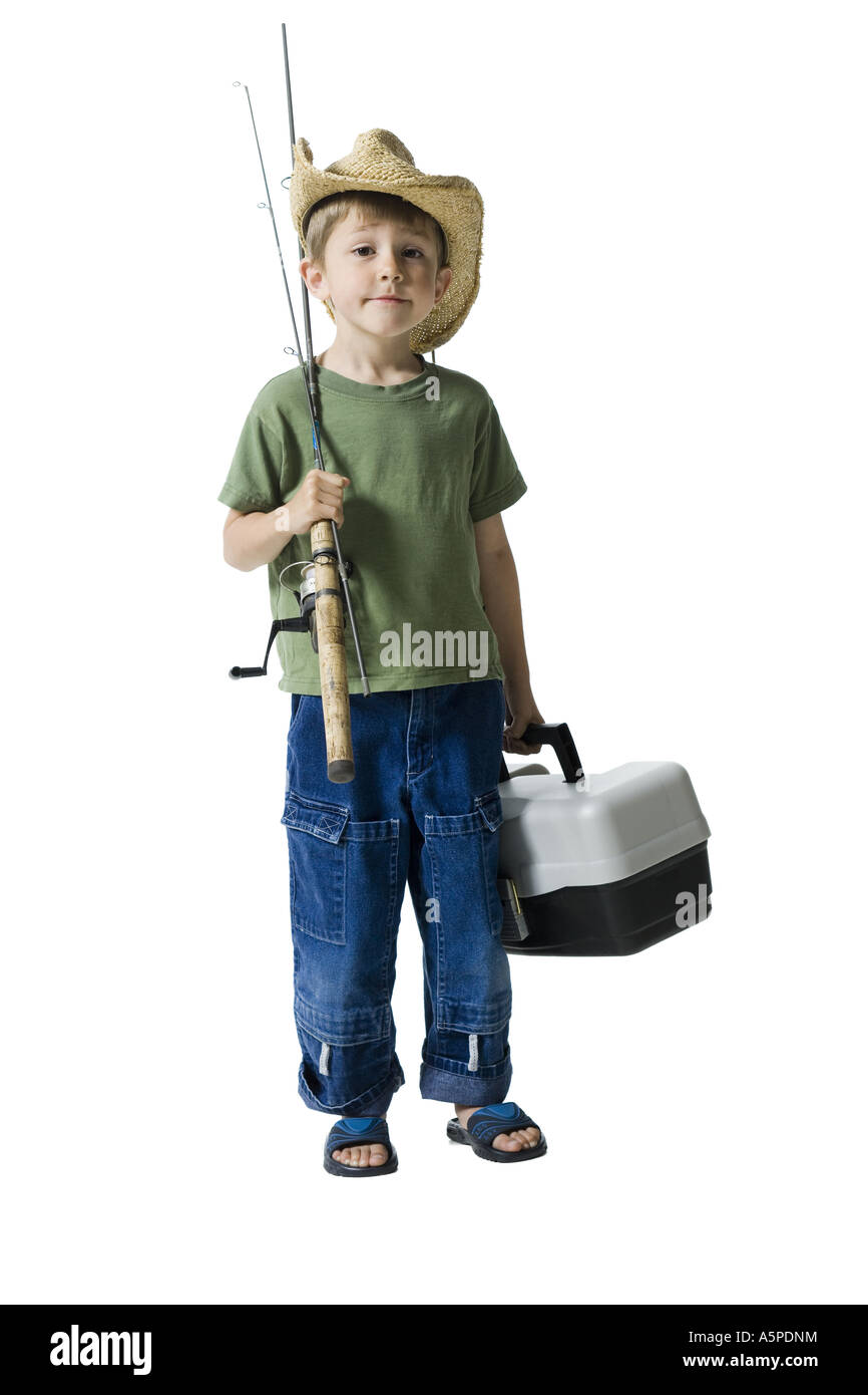 Boy with fishing rod Cut Out Stock Images & Pictures - Alamy