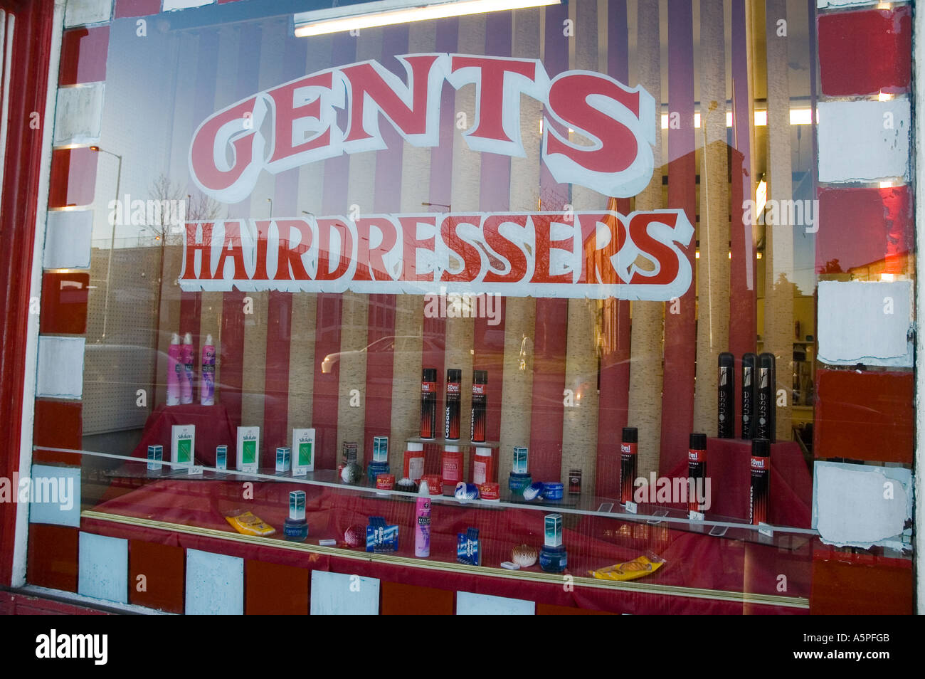 Old fashioned Gents Hairdressers shop Stock Photo Alamy