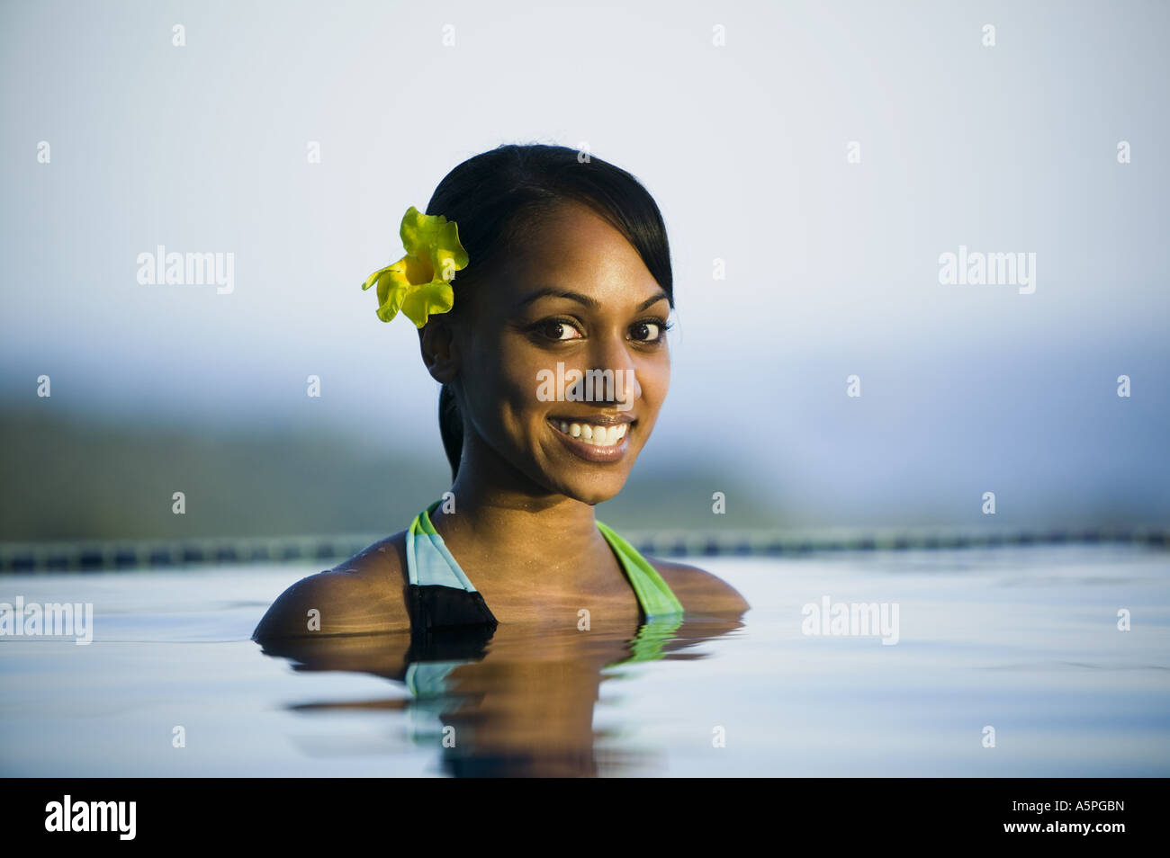 Portrait of a young woman in water Stock Photo