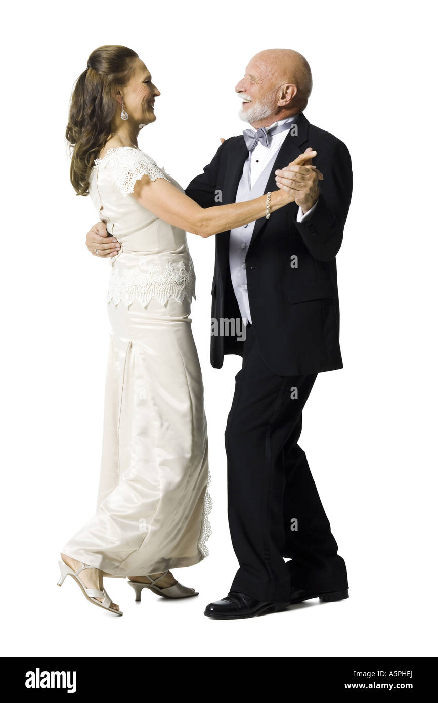 Profile of a senior couple dancing Stock Photo