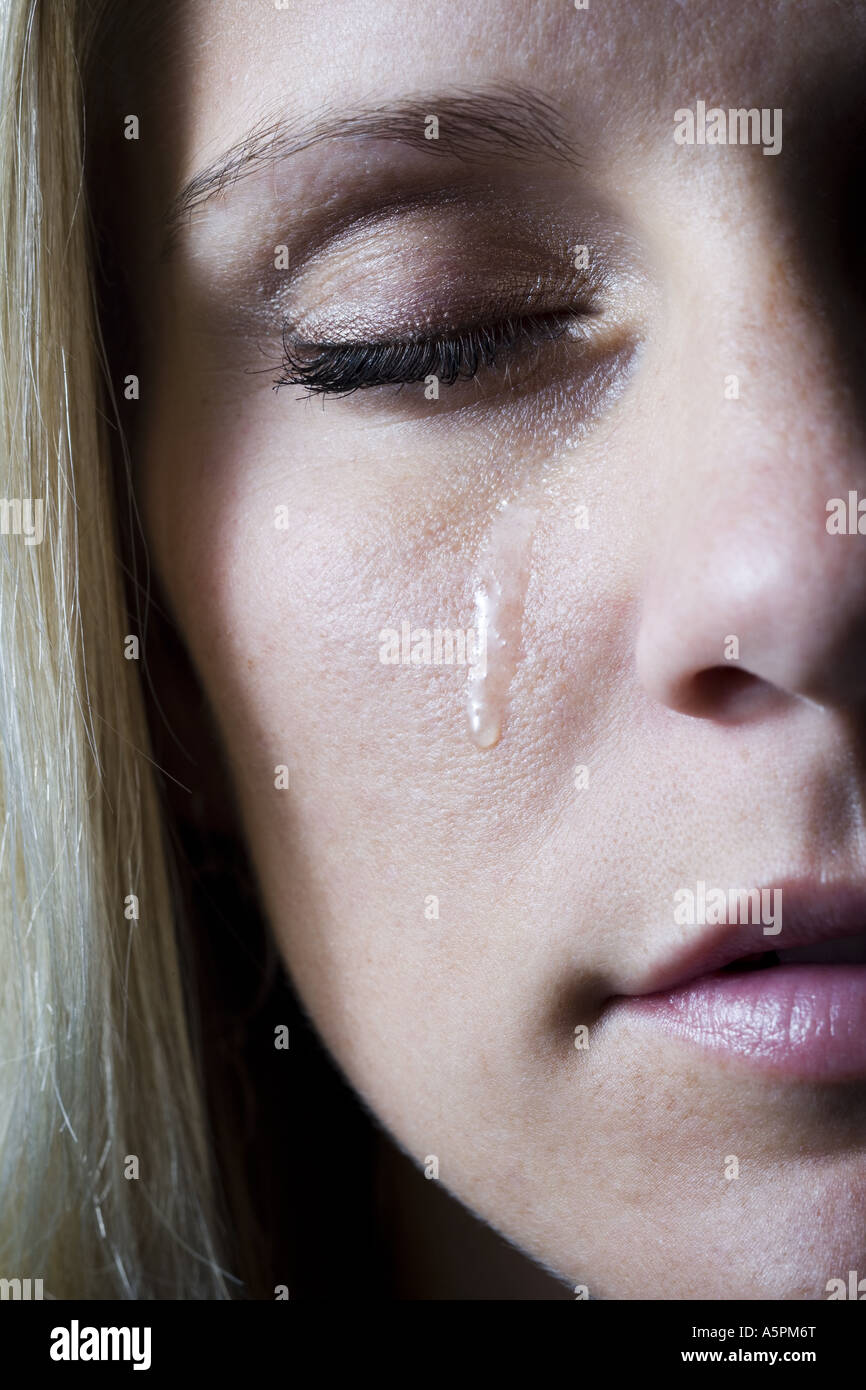 Close up of a woman crying Stock Photo